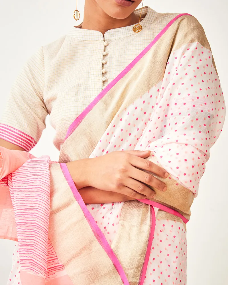 10. The Captivating Pink Bemberg Saree With Embroidery: 